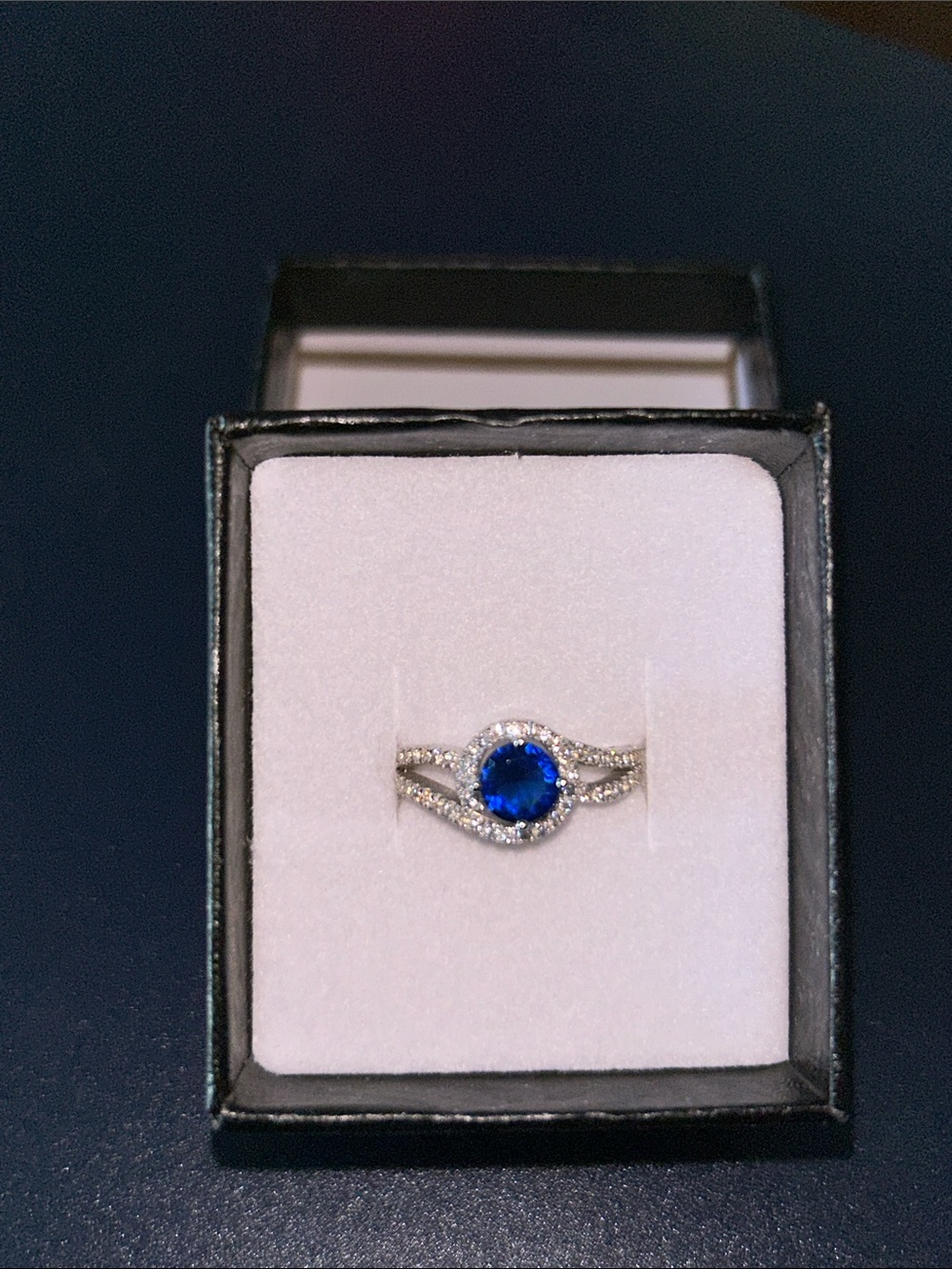 Blue/White Sapphire Sterling Ring